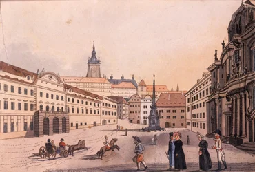 Praça Malostranské (Bairro Pequeno), Praga, c.1810 (gravura colorida)